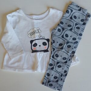 Panda Print Kids Pajamas Set - White and Gray